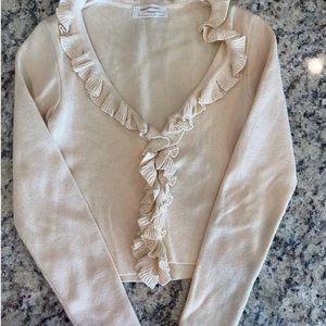 Love this 3 Urban Outfitters Crème Ruffle Cardigan